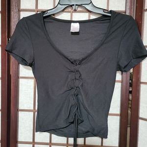 Black Cropped Corset Tee